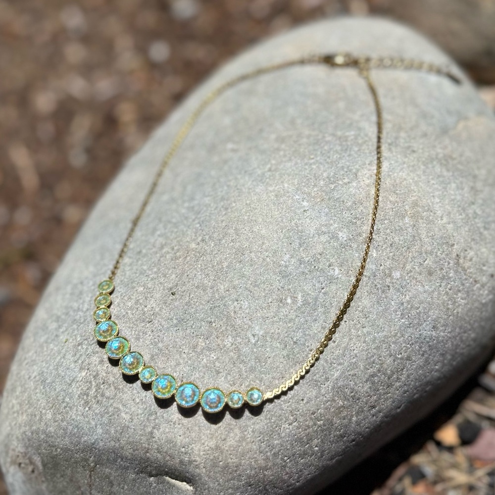Don Joyelli Iridescent Blue Crystal Necklace